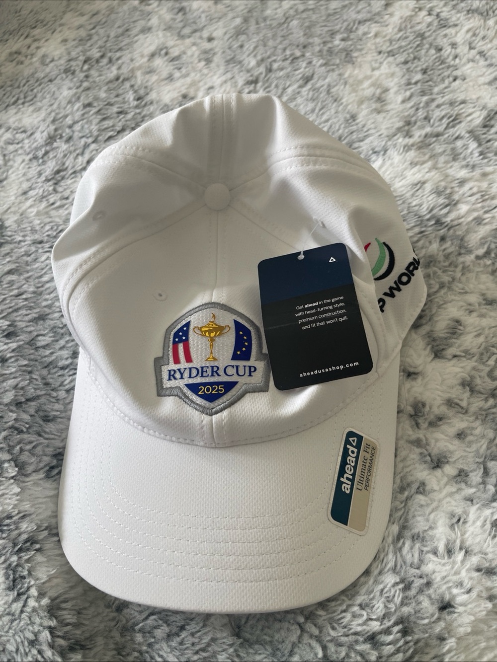 Ryder Cup 2025 Golf Hat Ahead Ultimate Fit White DP World NEW WITH TAGS